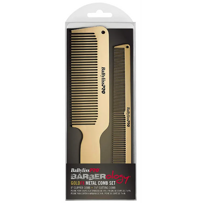 BaBylissPRO™ GoldFX Metal Comb 2-Piece Set — 9″ Clipper + 7.5″ Cutting