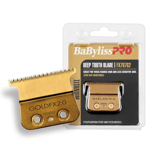 BaBylissPRO® GoldFX Titanium Deep Tooth Trimmer Blade (FX707G2) – Zero Gap Adjustable T-Blade for FX787, FX797, FX726 & FX773N Trimmers