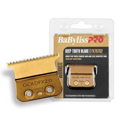 BaBylissPRO® GoldFX Titanium Deep Tooth Trimmer Blade (FX707G2) – Zero Gap Adjustable T-Blade for FX787, FX797, FX726 & FX773N Trimmers