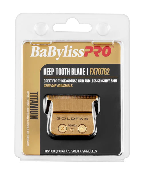 BaBylissPRO® GoldFX Titanium Deep Tooth Trimmer Blade (FX707G2) – Zero Gap Adjustable T-Blade for FX787, FX797, FX726 & FX773N Trimmers
