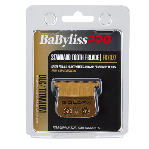 BaBylissPRO® GoldFX Titanium Trimmer Blade (FX707Z) – DLC/Titanium Ultra-Thin Standard-Tooth T-Blade, Zero Gap Adjustable, Hypoallergenic