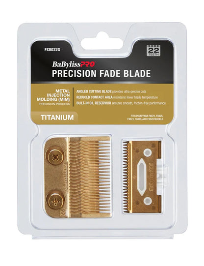BaBylissPRO® Gold Titanium MIM Precision Fade Blade (FX8022G) – Metal Injection Molded Replacement Blade for FX870, FX825, FX829, FX899 & FX673 Clippers