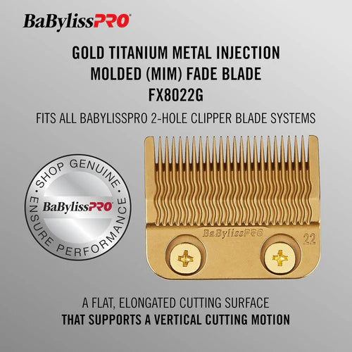 BaBylissPRO® Gold Titanium MIM Precision Fade Blade (FX8022G) – Metal Injection Molded Replacement Blade for FX870, FX825, FX829, FX899 & FX673 Clippers