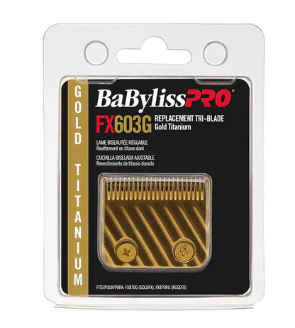 BaBylissPRO® Gold Titanium Tri-Blade (603G) – Replacement Fade & Taper Blade for FX870, FX825, FX890, FX673N & All 2-Hole Systems