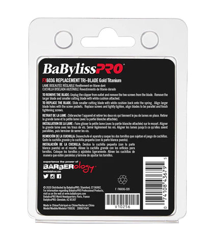 BaBylissPRO® Gold Titanium Tri-Blade (603G) – Replacement Fade & Taper Blade for FX870, FX825, FX890, FX673N & All 2-Hole Systems