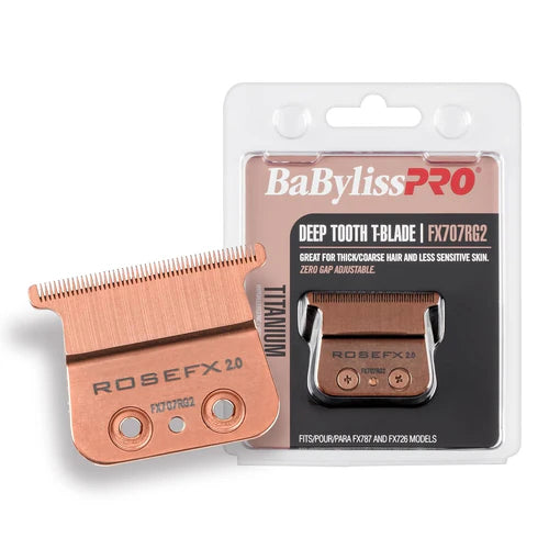 BaBylissPRO® RoseFX Titanium Deep-Tooth Trimmer Blade (FX707RG2) – Zero Gap Adjustable T-Blade for FX787, FX797, FX726 & FX773N Trimmers