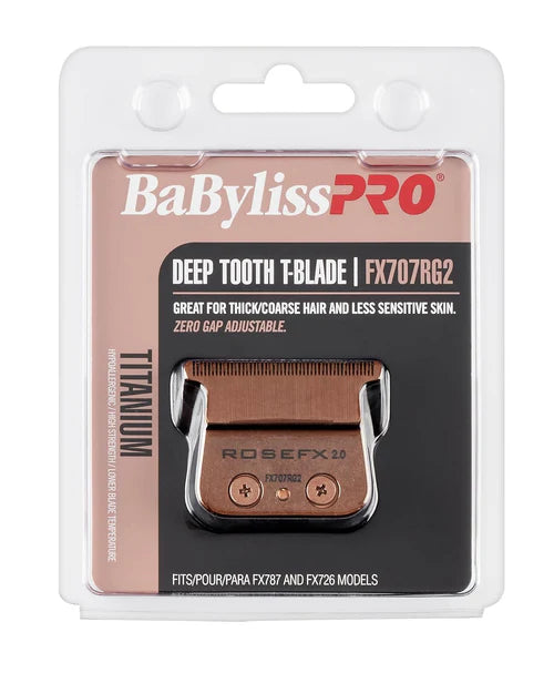BaBylissPRO® RoseFX Titanium Deep-Tooth Trimmer Blade (FX707RG2) – Zero Gap Adjustable T-Blade for FX787, FX797, FX726 & FX773N Trimmers