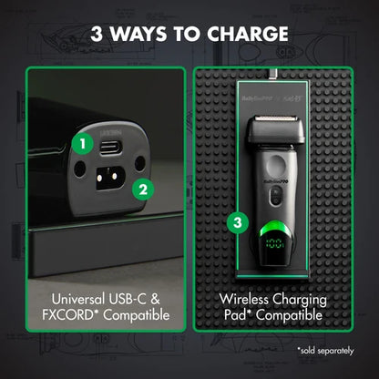 BaBylissPRO x Tomb45 Wireless Charging Double Foil Shaver FXT45FS – Pivoting Quad Head