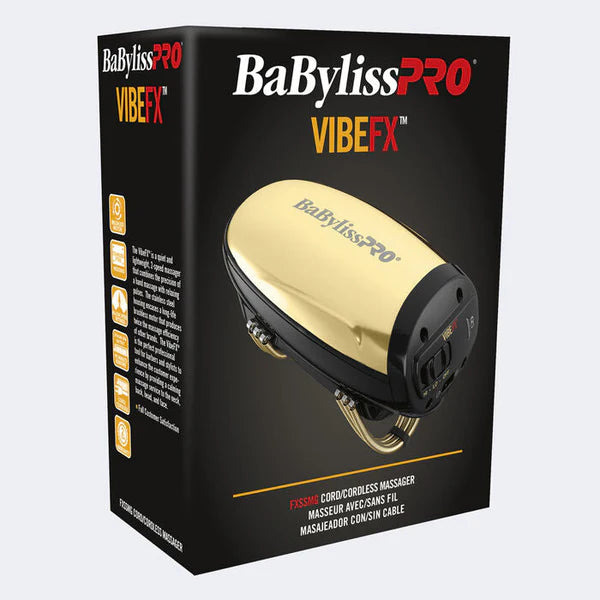 BaBylissPRO FXSSMG Cordless Stainless Steel Massager (GOLD) – Brushless, 2-Speed Pro Relief
