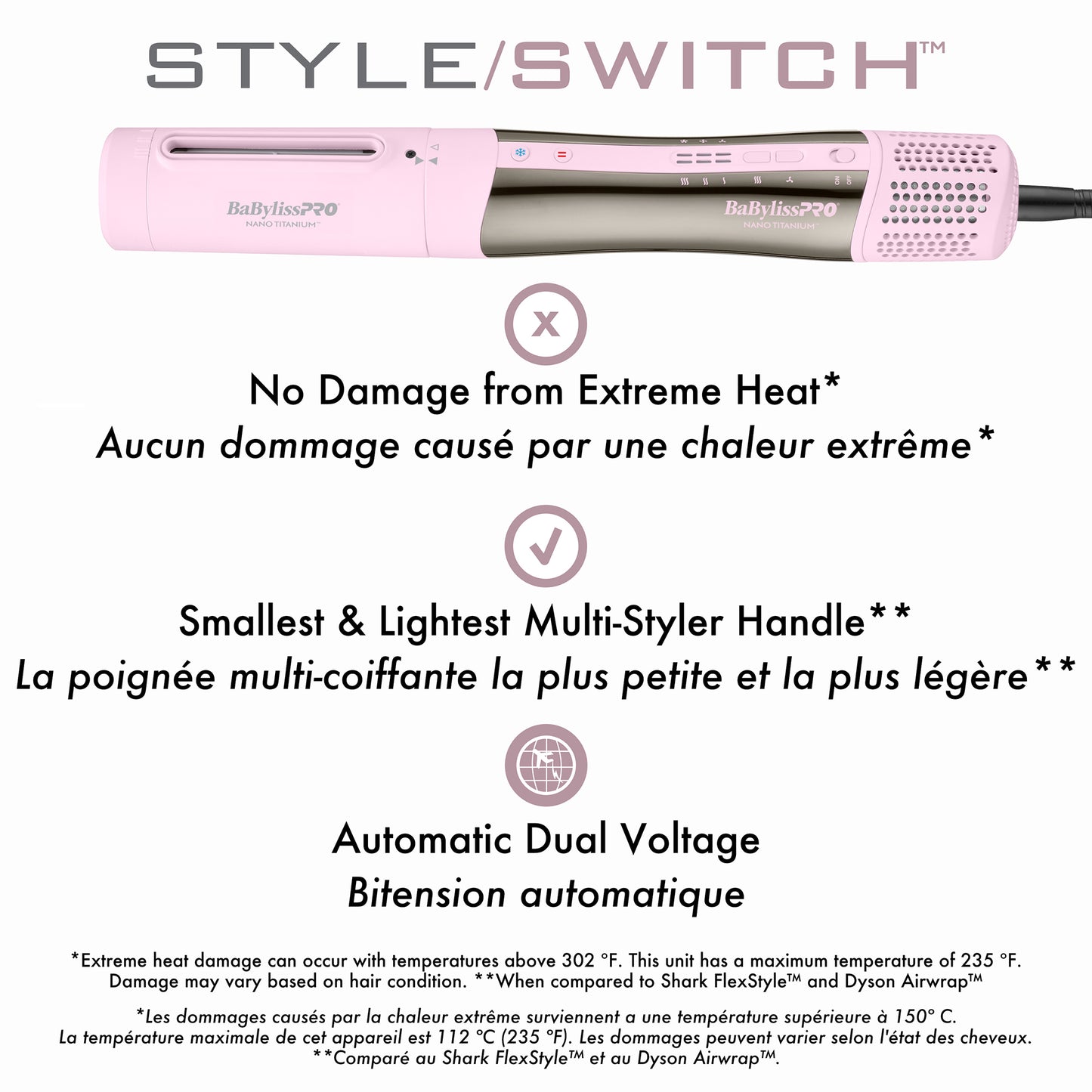 BaBylissPRO Pink StyleSwitch 5-in-1 Hair Dryer & Styling System – Nano Titanium Multi Styler