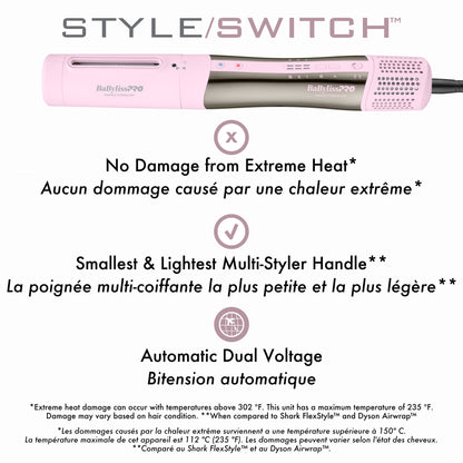 BaBylissPRO Pink StyleSwitch 5-in-1 Hair Dryer & Styling System – Nano Titanium Multi Styler