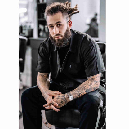 Barber Strong™ Professional Barber Jacket – Black | Lightweight, Water-Resistant NanoShield Barber Uniform