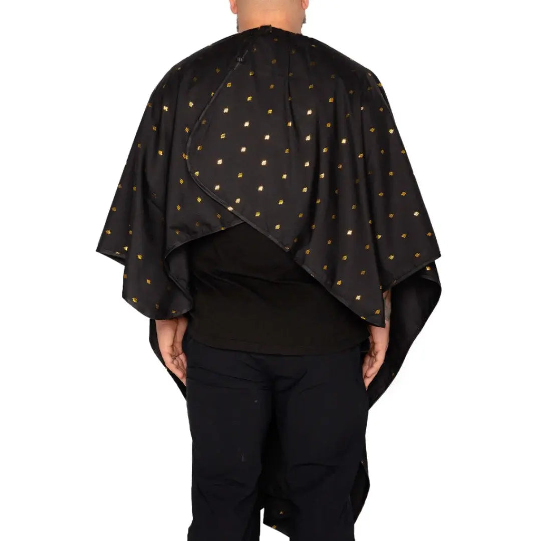Barber Strong™ Shield Barber Cutting Cape – Professional Static-Free, Water & Hair-Resistant NanoShield Cape (Black with White Trim)