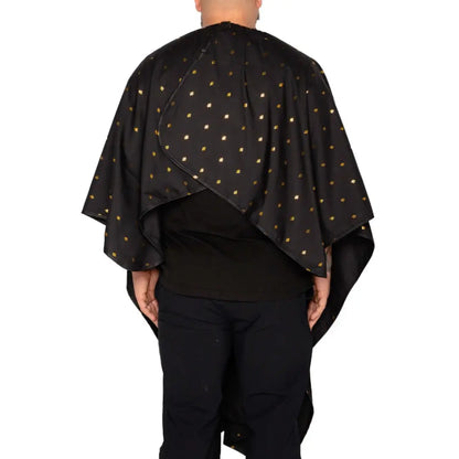 Barber Strong™ Shield Barber Cutting Cape – Professional Static-Free, Water & Hair-Resistant NanoShield Cape (Black with White Trim)