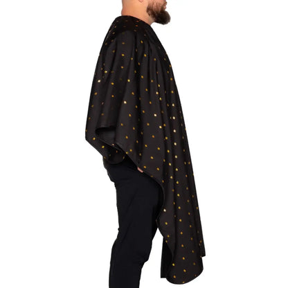 Barber Strong™ Shield Barber Cutting Cape – Professional Static-Free, Water & Hair-Resistant NanoShield Cape (Black with White Trim)