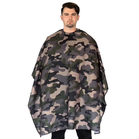 Barber Strong™ Camo Barber Cape – Static-Free, Water-Resistant NanoShield Cutting Cape for Professional Barbers