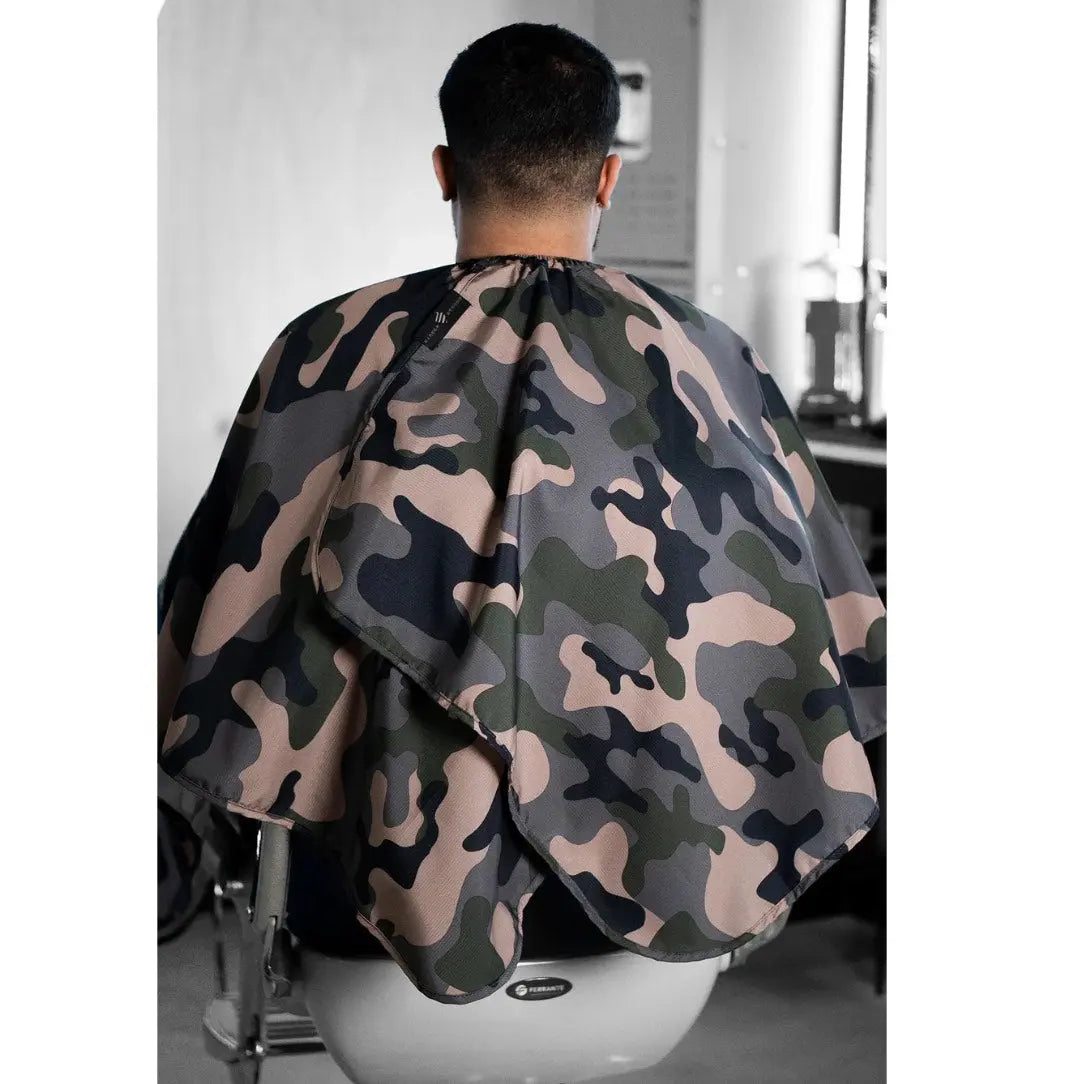 Barber Strong™ Camo Barber Cape – Static-Free, Water-Resistant NanoShield Cutting Cape for Professional Barbers