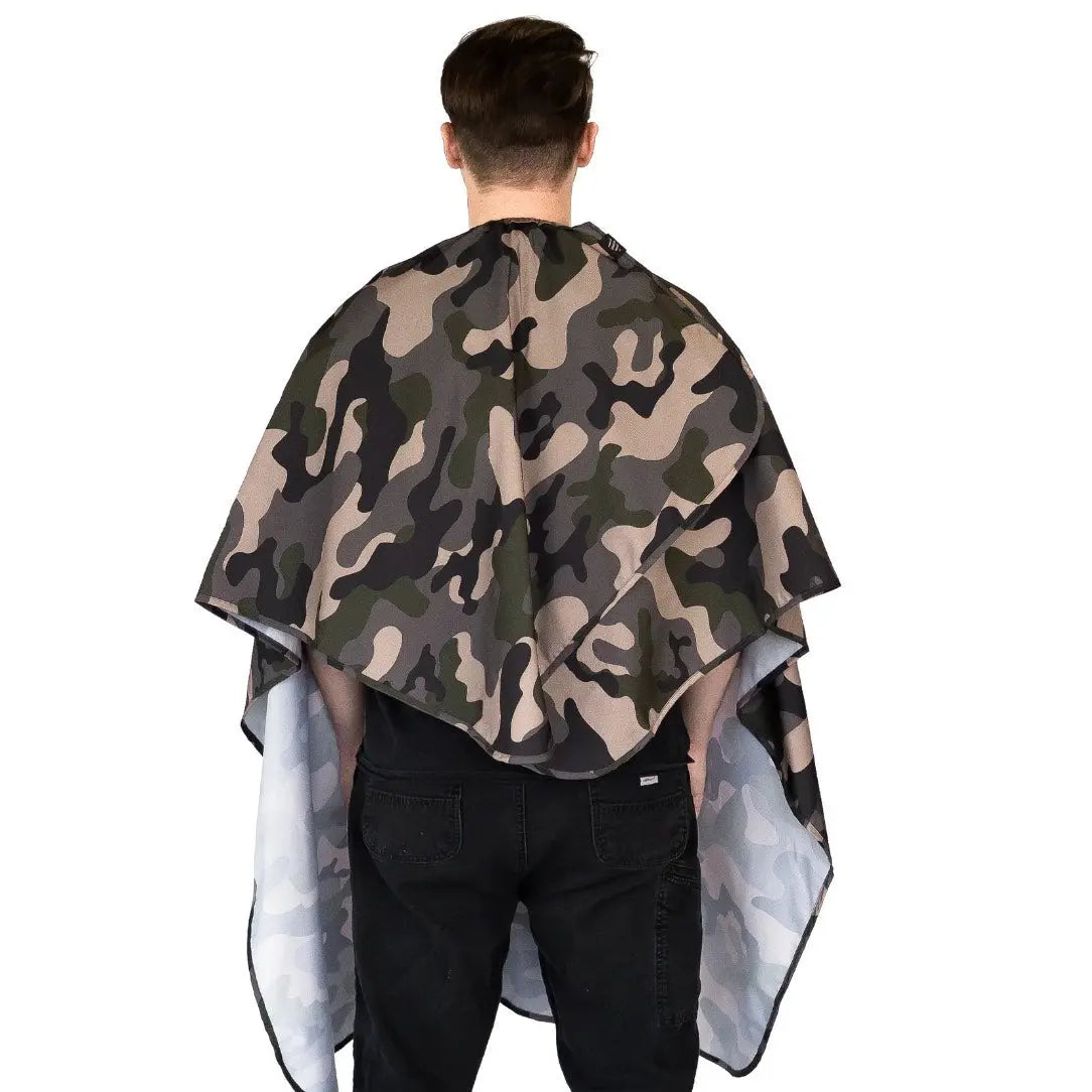 Barber Strong™ Camo Barber Cape – Static-Free, Water-Resistant NanoShield Cutting Cape for Professional Barbers
