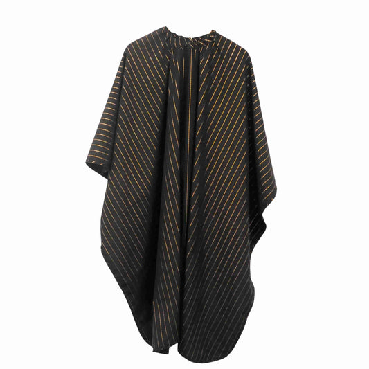 Barber Strong™ Classic Barber Cape – Black & Gold Pinstripe | Premium Anti-Static, Water-Resistant Cutting Cape