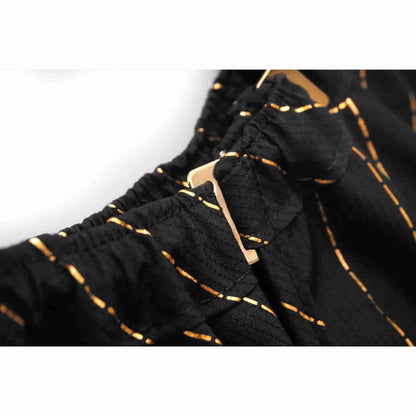 Barber Strong™ Classic Barber Cape – Black & Gold Pinstripe | Premium Anti-Static, Water-Resistant Cutting Cape