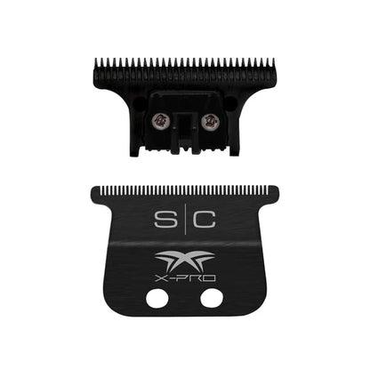 StyleCraft™ Black Diamond X-Pro Wide Fixed Trimmer Blade with Black DLC “The One” Cutter Set (SC536B) – Zero Gap Adjustable, Professional DLC Replacement Blade