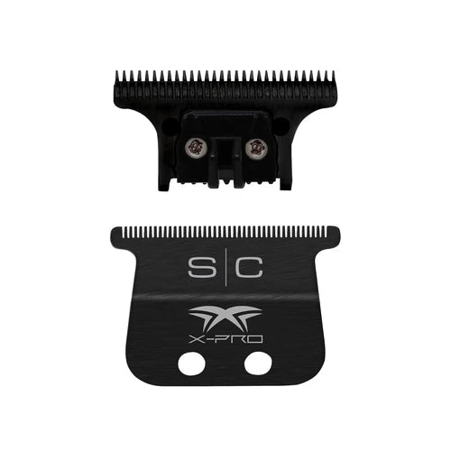 StyleCraft™ Black Diamond X-Pro Wide Fixed Trimmer Blade with Black DLC “The One” Cutter Set (SC536B) – Zero Gap Adjustable, Professional DLC Replacement Blade