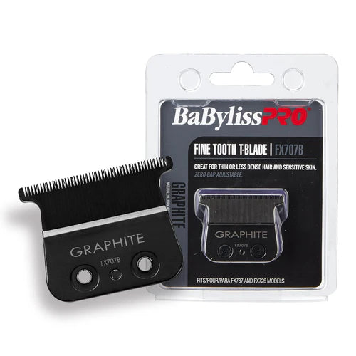 BaBylissPRO® Black Graphite Fine-Tooth Trimmer Blade (FX707B) – Zero Gap Adjustable T-Blade for FX787, FX797, FX726 & FX773N Trimmers