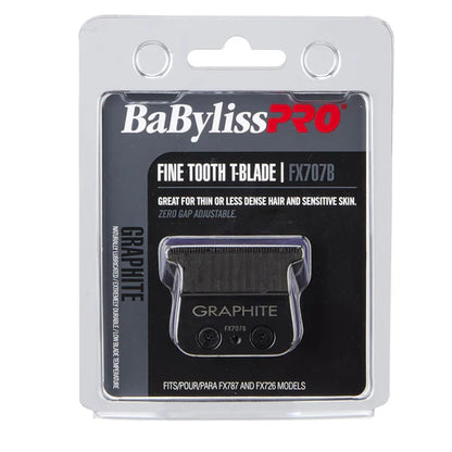 BaBylissPRO® Black Graphite Fine-Tooth Trimmer Blade (FX707B) – Zero Gap Adjustable T-Blade for FX787, FX797, FX726 & FX773N Trimmers
