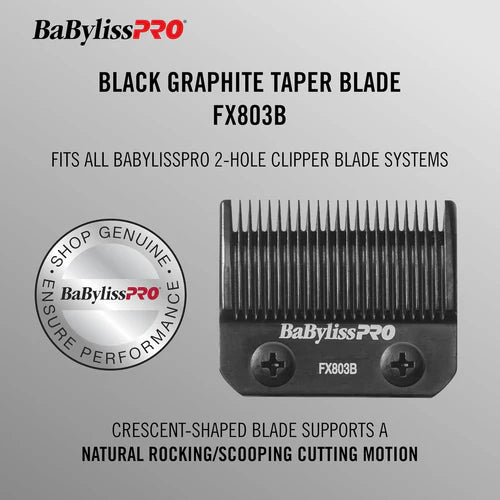 BaBylissPRO® Black Graphite Taper Blade (FX803B) – Replacement Taper Blade for FX870, FX825, FX890, FX673N & All 2-Hole Systems
