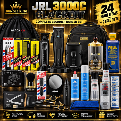 Bundle King JRL 3000C Blackout Complete Beginner Barber Station