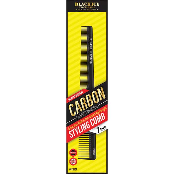Black Ice Carbon Styling Comb 7in