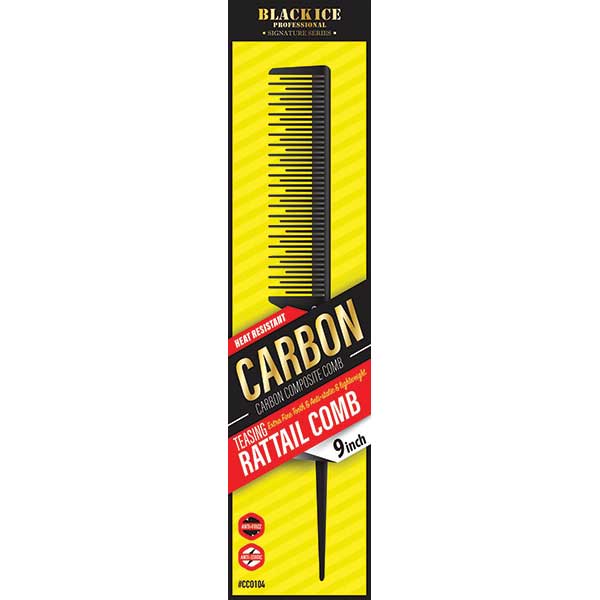 Black Ice Carbon Teasing Rat Tail Comb 9in