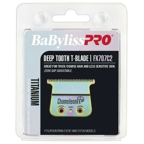 BaBylissPRO® ChameleonFX Titanium Deep-Tooth T-Blade (FX707C2) – Zero Gap Adjustable Replacement Blade for GoldFX & LoPROFX Trimmers