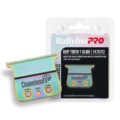 BaBylissPRO® ChameleonFX Titanium Deep-Tooth T-Blade (FX707C2) – Zero Gap Adjustable Replacement Blade for GoldFX & LoPROFX Trimmers