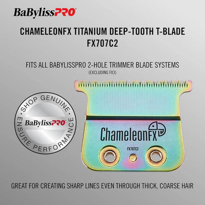 BaBylissPRO® ChameleonFX Titanium Deep-Tooth T-Blade (FX707C2) – Zero Gap Adjustable Replacement Blade for GoldFX & LoPROFX Trimmers