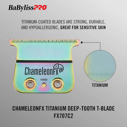 BaBylissPRO® ChameleonFX Titanium Deep-Tooth T-Blade (FX707C2) – Zero Gap Adjustable Replacement Blade for GoldFX & LoPROFX Trimmers