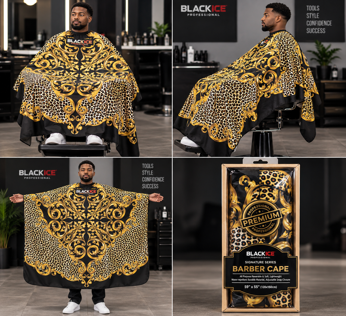 Black Ice Cutting Cape - Baroque Leopard