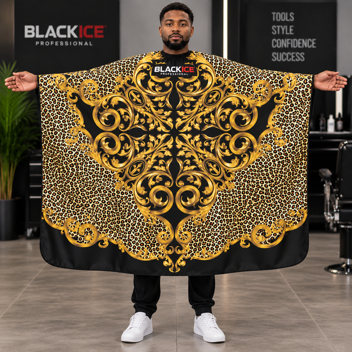Black Ice Cutting Cape - Baroque Leopard