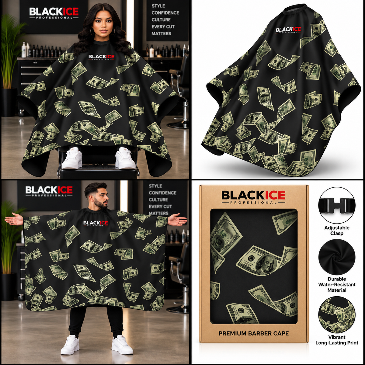 Black Ice Cutting Cape- Money Shower