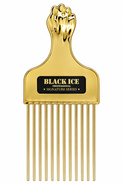 Black Ice Professional Gold Handle Metal Pik Comb