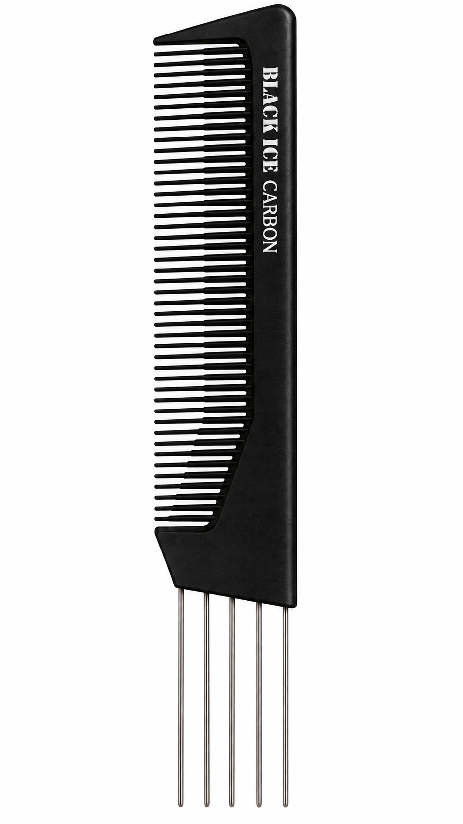 Black Ice Professional Carbon Metal Teasing Fine Tooth Comb 7.5in