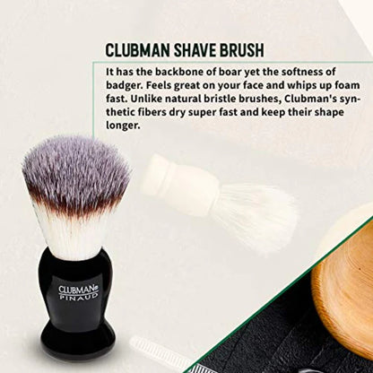 Clubman Pinaud™ Shave Essentials Set – Dopp Kit with Whiskey Woods After Shave, Shave Soap & Synthetic Brush