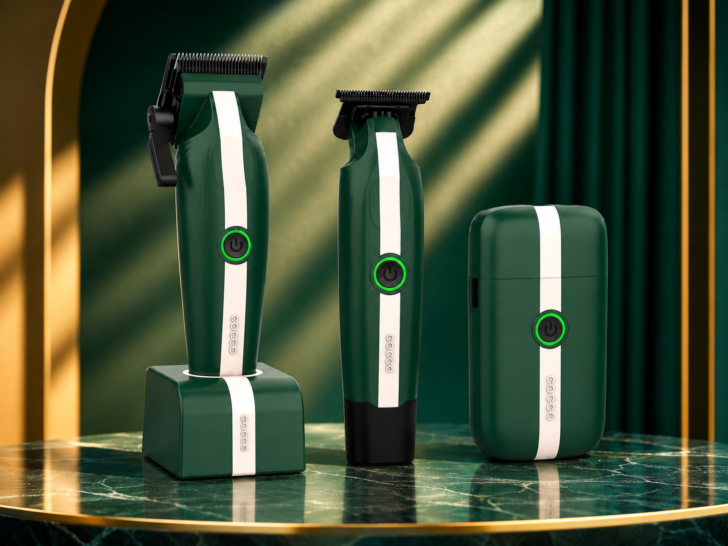 Bundle King Cocco Veloce Lite — Green/White Prestige Edition Complete Beginner Barber Station Kit