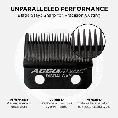 Cocco™ ADGCA-G AccuFade Graphene Fade Clipper Blade — Digital Gap™ Ultra-Thin Fade Blade for Hyper Veloce Pro & Veloce Pro