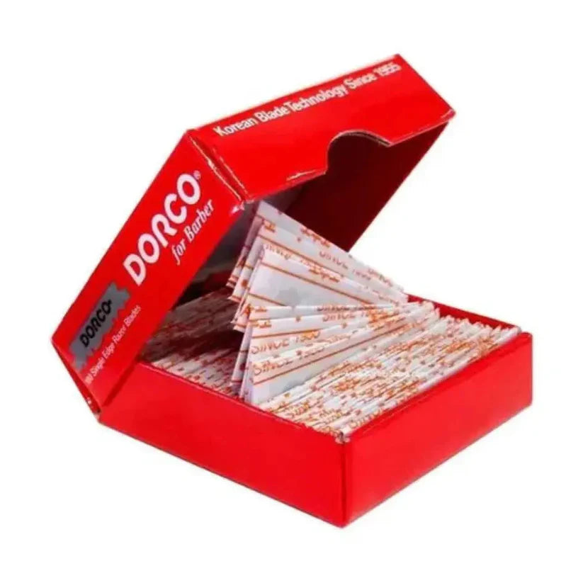 Dorco Half Edge Razor Blades – Red (100 Pack) | Pre-Snapped Professional Barber Blades