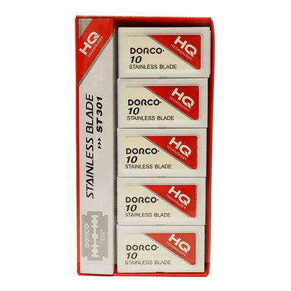 Dorco ST-301 Double Edge Razor Blades (Red) – Platinum-Plus, PTFE Coated, 100 Pack