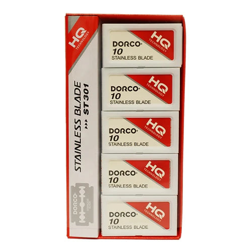 Dorco ST-301 Double Edge Razor Blades (Red) – Platinum-Plus, PTFE Coated, 100 Pack