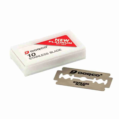 Dorco ST-301 Double Edge Razor Blades (Red) – Platinum-Plus, PTFE Coated, 100 Pack