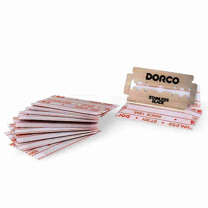 Dorco ST-301 Double Edge Razor Blades (Red) – Platinum-Plus, PTFE Coated, 100 Pack