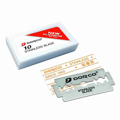 Dorco ST-301 Double Edge Razor Blades (Red) – Platinum-Plus, PTFE Coated, 100 Pack